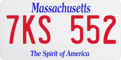 MA license plate 7KS552
