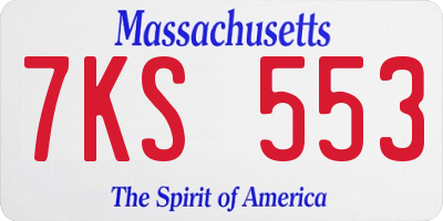 MA license plate 7KS553