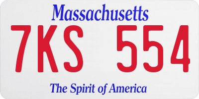 MA license plate 7KS554