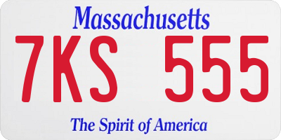 MA license plate 7KS555