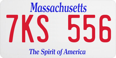 MA license plate 7KS556