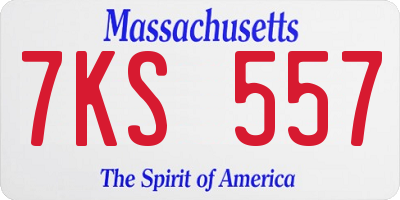 MA license plate 7KS557