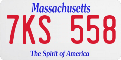 MA license plate 7KS558