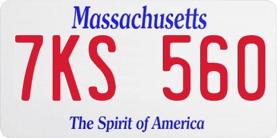 MA license plate 7KS560