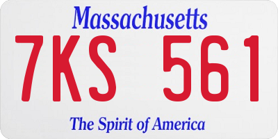 MA license plate 7KS561
