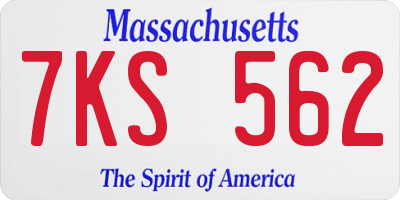 MA license plate 7KS562
