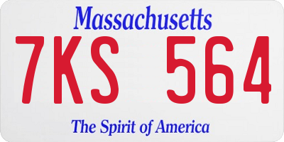 MA license plate 7KS564