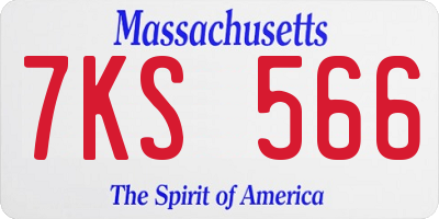 MA license plate 7KS566