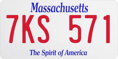 MA license plate 7KS571