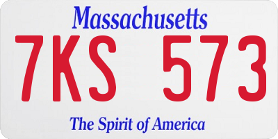 MA license plate 7KS573