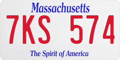 MA license plate 7KS574