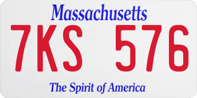 MA license plate 7KS576