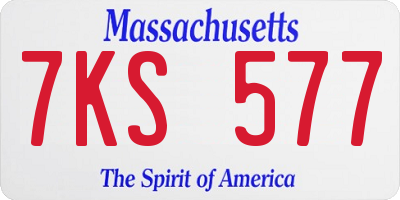 MA license plate 7KS577