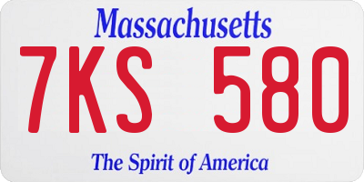 MA license plate 7KS580