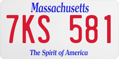 MA license plate 7KS581