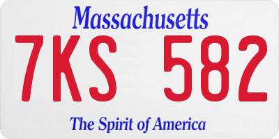 MA license plate 7KS582