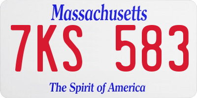 MA license plate 7KS583
