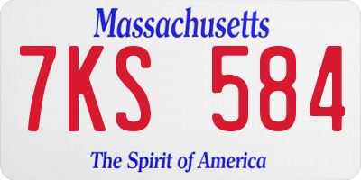 MA license plate 7KS584