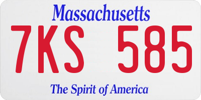 MA license plate 7KS585