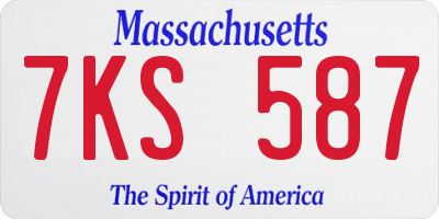 MA license plate 7KS587