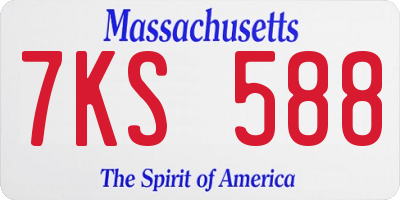 MA license plate 7KS588