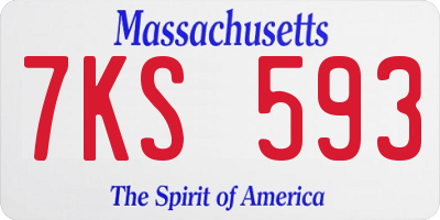 MA license plate 7KS593