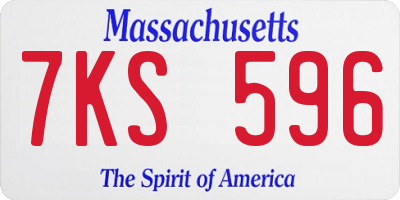 MA license plate 7KS596