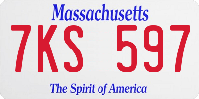 MA license plate 7KS597