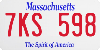 MA license plate 7KS598