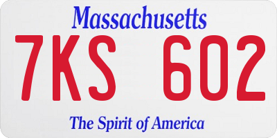 MA license plate 7KS602