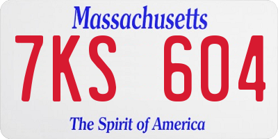 MA license plate 7KS604