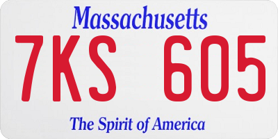 MA license plate 7KS605