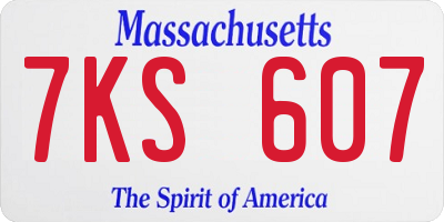 MA license plate 7KS607