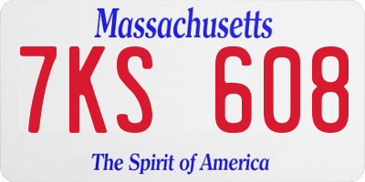 MA license plate 7KS608