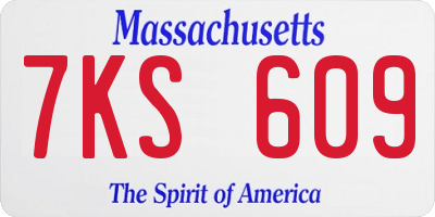 MA license plate 7KS609