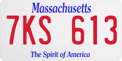 MA license plate 7KS613