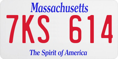 MA license plate 7KS614