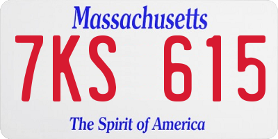 MA license plate 7KS615