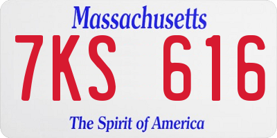 MA license plate 7KS616
