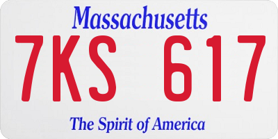 MA license plate 7KS617