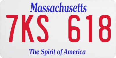 MA license plate 7KS618