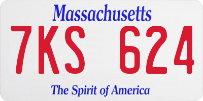 MA license plate 7KS624