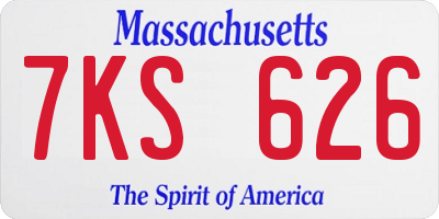 MA license plate 7KS626