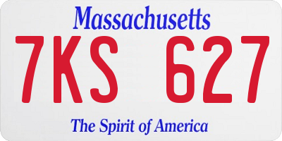 MA license plate 7KS627