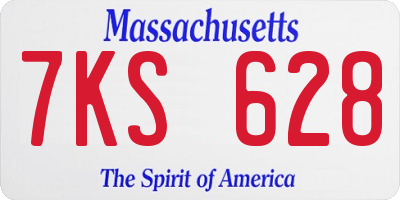 MA license plate 7KS628