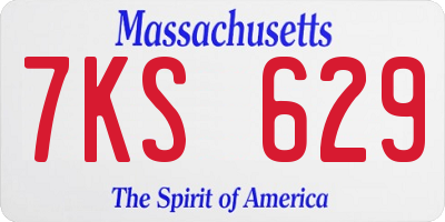 MA license plate 7KS629
