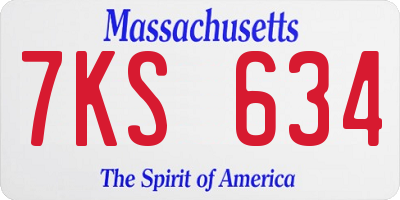 MA license plate 7KS634