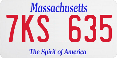MA license plate 7KS635
