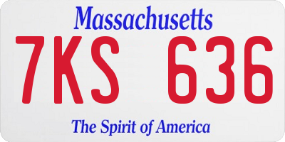 MA license plate 7KS636