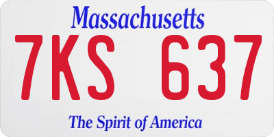 MA license plate 7KS637